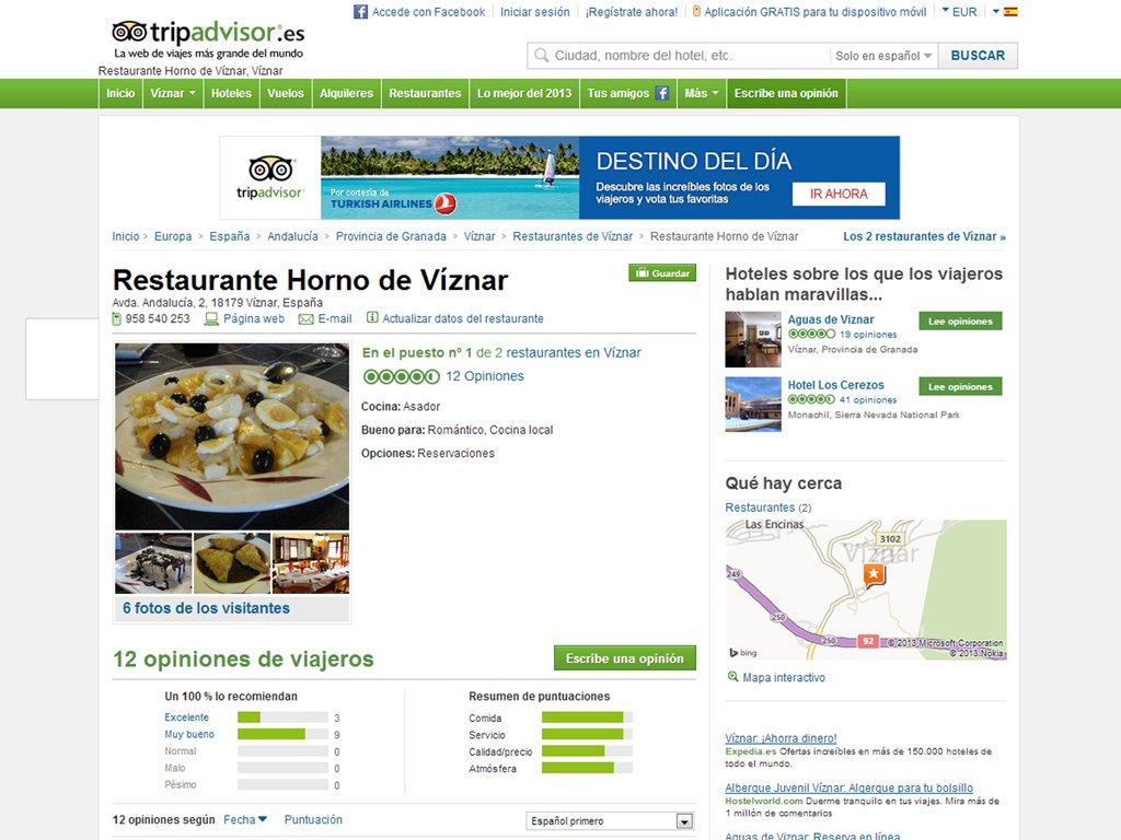 Prefil del Restaurante Horno de Víznar en TripAdvisor :: © Restaurante Horno de Víznar